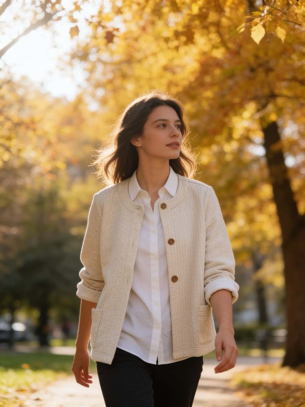 PURE JILL QUILTED OPEN-FRONT CARDI Large